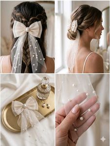 Elegant Pearl Bow Hair Clip