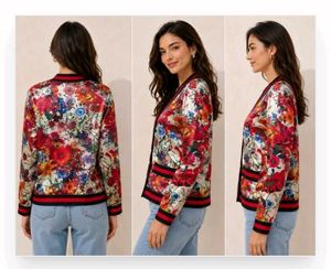 Floral V-Neck Button-Up Jacket.