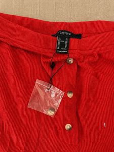 Cozy Red Button-Up Lounge Shorts