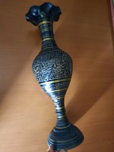 Long BRASS etched FLOWER VASE