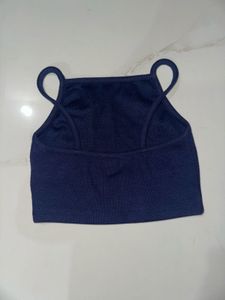 Navy Blue Spaghetti Strap Crop Top