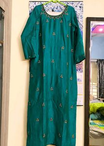 Teal Kurta Set with Floral Dupatta🪷🌙