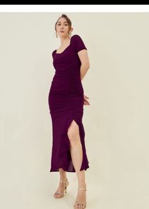 Elegant Purple Ruched Maxi Dress