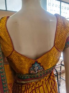 Mustard Yellow Festive Saree with Stitched Blouse