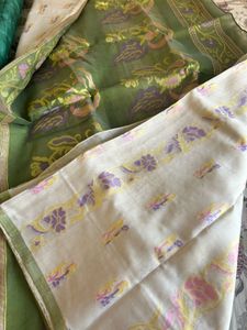 Green Floral Pattern korasilk saree
