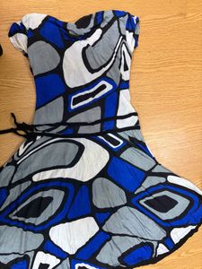 Abstract Print Wrap Dress
