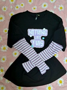 Black 2in1 Tshirt Plus Ribbed Top Sweatshirt BTS