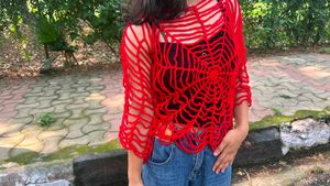 viral crochet spider web top