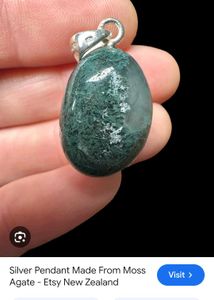 Moss Agate Silver Pendant
