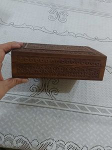 Vintage Hand Carved Sheesham Wood Storage Box