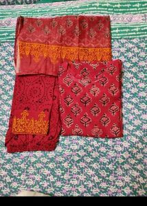 Stylish Red &amp; Yellow Printed Kurta Set