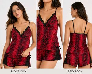 Satin Snake Print Pajama Set