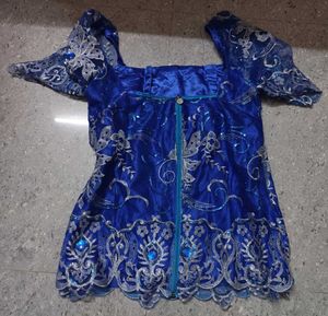 Royal Blue Embroidered Y2k chatpate top