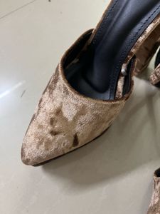 Brown Velvet Platform Heels