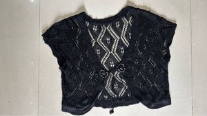 Black Crochet Knit Bolero Shrug