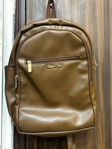 Brown Faux Leather Backpack - Size M