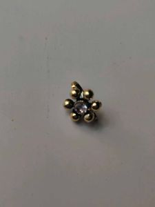 Gold-Plated Floral Nose Pin with Stone Unused
