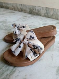 Cute Mickey Mouse Bow Slide Sandals
