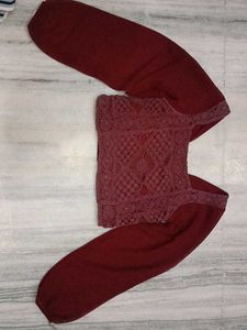 Maroon Crochet Blouse with Dupatta