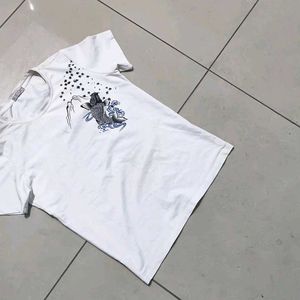 White T-Shirt with Koi Fish Print