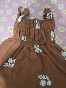 Brown Embroidered Peplum Top