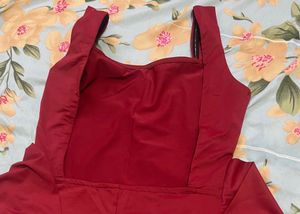 Stunning Red Square Neck Dress