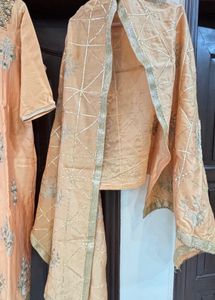 Peach Embroidered Kurta Set with Dupatta