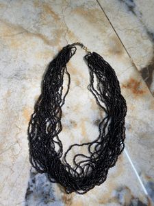 Black Beaded Statement Necklace