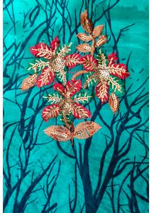 Beautiful Teal Saree with Floral Print