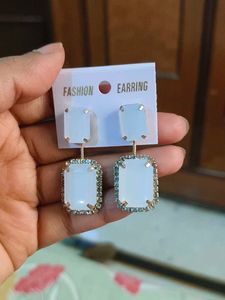 Elegant White Gemstone Dangle Earrings