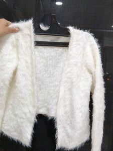 Fluffy White Cardigan (32-36inch)