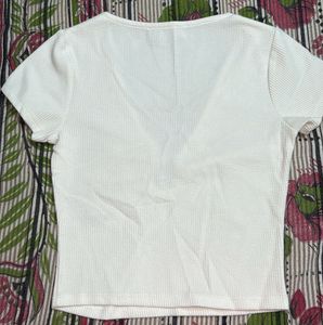 White Ring Detail Crop Top