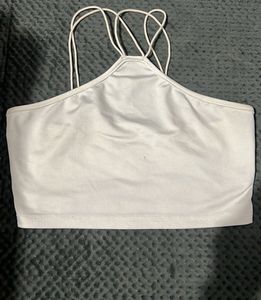 White Halter Neck Crop Top