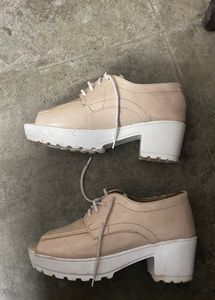 Price Drop‼️ Pink/ beige Coquette Platform Boots