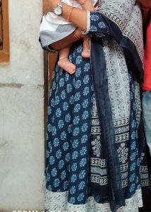 Elegant Navy Blue Printed Kurti Set