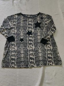 Stylish Snake Print Top with Star Appliques