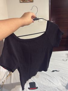 Chic Black Pearl Embellished Top