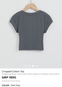 Stylish Dark Gray Cropped Cotton Top