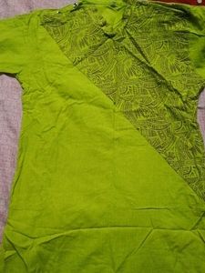 Lime Green Printed Kurta