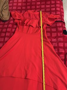 Red Net Shoulder Dress