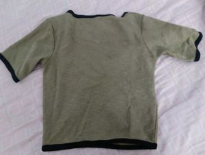 Olive Green Ribbed Crop Top