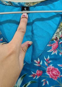 Vibrant Blue Printed Kurta with Pants