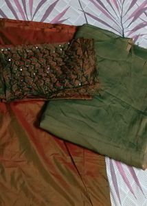 Elegant Silk dress material with Embellished Blous