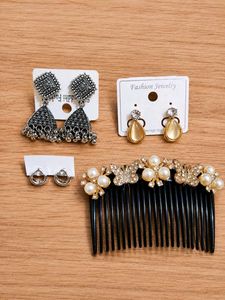Chic Jewelry Set: Earrings & Hair Comb