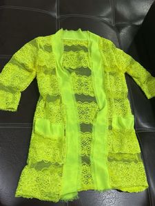 Neon Lace Kimono Cardigan