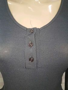 (100)Gray Long Sleeve Bodysuit