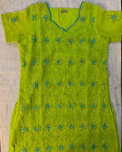 Embellished Lime Green Kurta