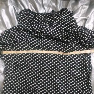Chic Polka Dot Cold Shoulder Top