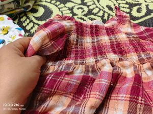 Cute Plaid Smocked Top