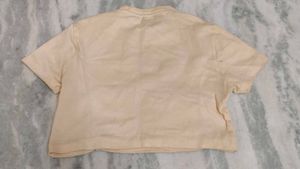Cream Graphic Print Cropped T-Shirt